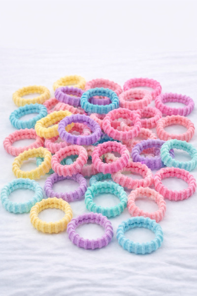 AYMETA Pastel Renklerde Ribana Saç Lastiği Seti Dikişsiz Esnek İz Yapmayan To...