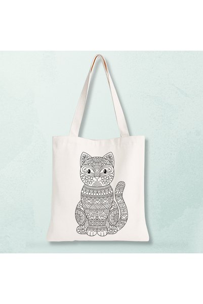 Cemira Mandala Cat Bag Painting – Paintable Cloth Bag |   Educational Activit...