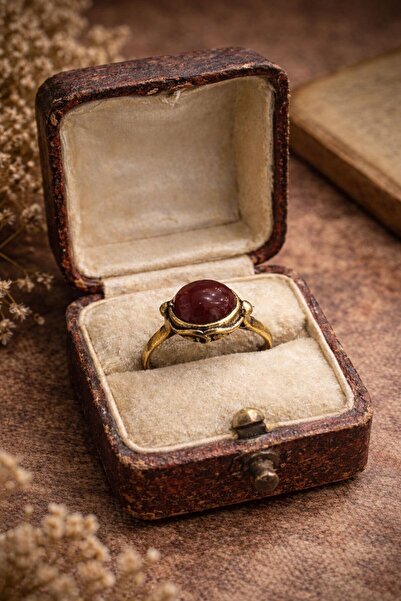 EMİNOS BUTİK Doğal Taş Yüzük Büyük Bordo