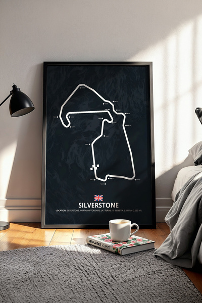 gxe.art Silverstone F1 Track Wooden Framed Art Print – Uk Gp Poster