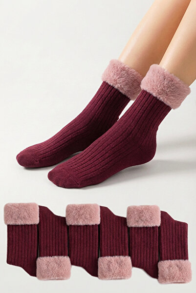 Bravie Konç Plush Soft Socks 595 Claret Red
