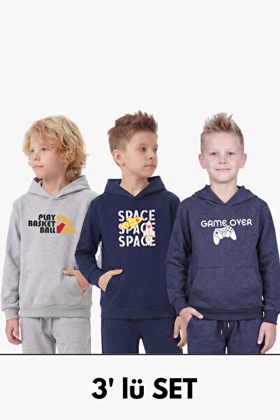 FYK KİDS Hanorac pentru băieți cu 3 buzunare cangur, cu glugă și imprimeu, 3 ...