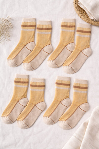 çorapmanya 4 Çift Tabanlı Çemberli Tül Kolej Çorap