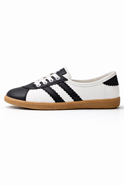 StWenn Kadın Spor Ayakkabı Bağcıklı Günlük Rahat Retro Çizgili Babet