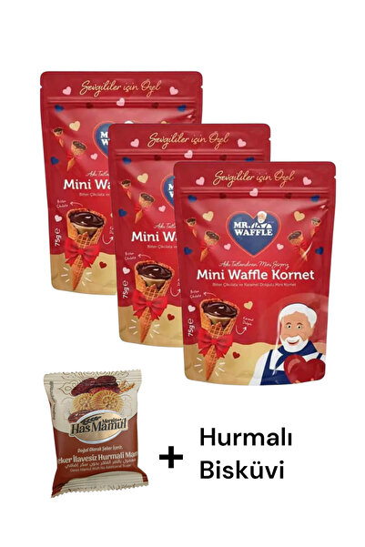 KMS HOME Mr.Waffle Mini Waffle Kornet 75 gr x 3 Adet