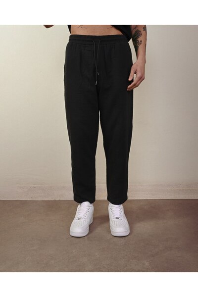 BASEL.CO Comfortable Loose Fit Cotton Muslin Fabric Elastic Jogger