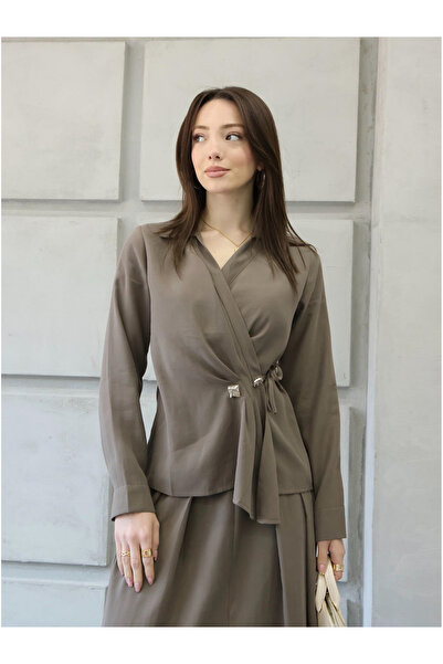 Coral Buttoned Double Breasted Blouse 2243 Khaki