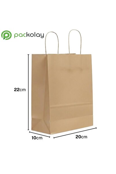 PACKOLAY Kraft Bag 20X10X22 cm Natural Brown – Durable, Twist Handle, Multi-P...