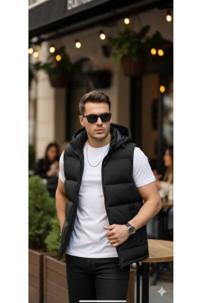 S&M CLOTHİNG New Season Hooded Waterproof Inflatable Vest
