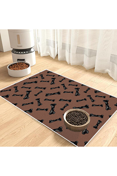 Harika bir ev Cat and Dog Food Mat Pet Feeding Mat (Bone Pattern) Easy to Cle...