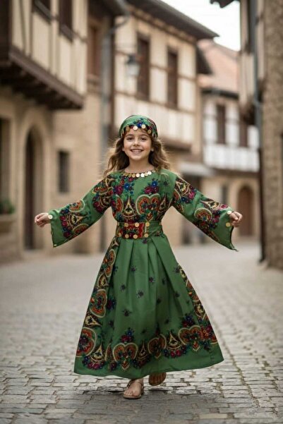 6zar YÖRESEL HAMAVİ ÇOCUK ELBİSE (ŞAL VE KUŞAK BİRLİKTE) mezuniyet özel gün