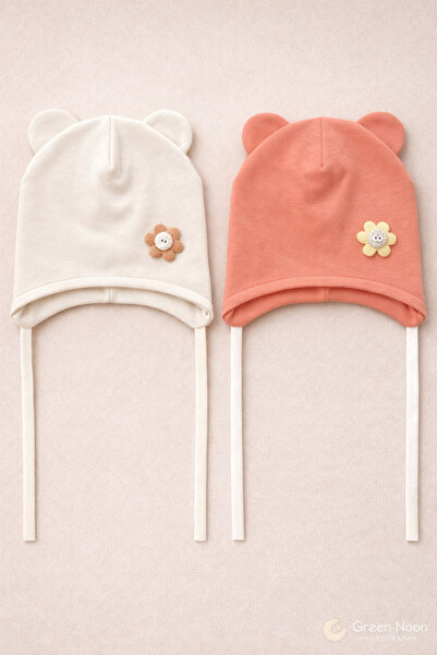 greenmoss 100% Cotton Daisy Figured Baby 2-Piece Beanie