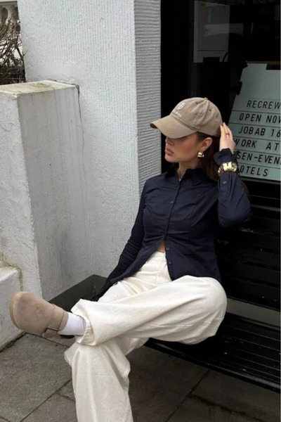 GOOD&DESS Uzun Kollu Vücuda Oturan Gömlek İnci