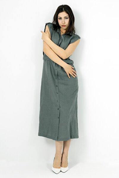 LA PANTE Women's Dress Linen Summer Dress Long Midi Dress Zero Sleeve Casual ...