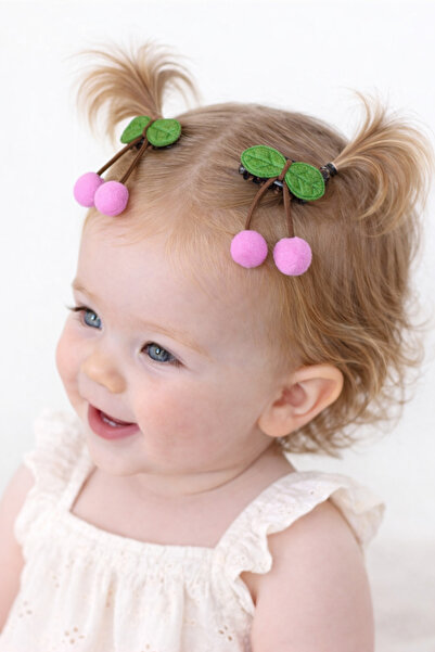 SHEKER HOME مشبك شعر للأطفال على شكل كرز أحمر، عبوة من قطعتين (زوج واحد) - مش...