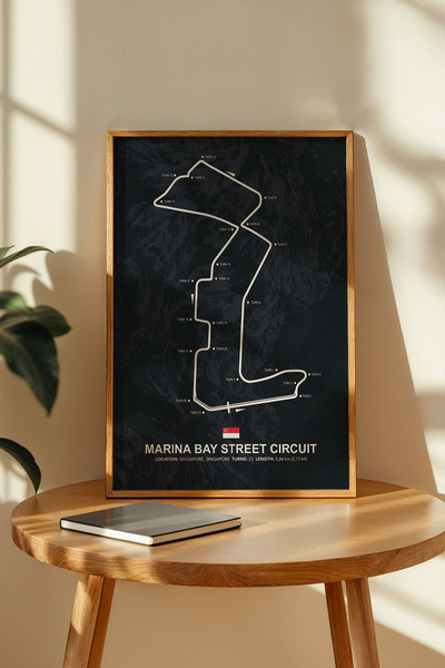 gxe.art Slika u drvenom okviru staze F1 Marina Bay – poster GP Singapura
