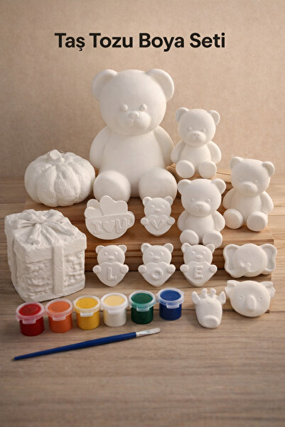 frostwick candles 20 Parça Taş Tozu Boyama Seti – Ayıcık & Hayvan Figürlü Hob...