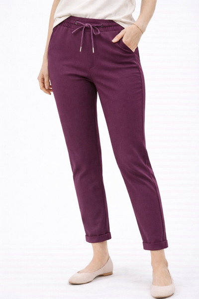 Butik Şans Elastic Waist Double Leg Lycra Fabric Trousers