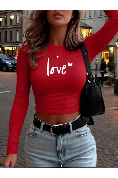 OVER HEAD Women's Love Energy Printed Crew Neck Bodysuit