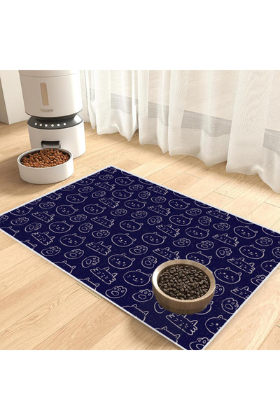 Harika bir ev Cat and Dog Food Mat Pet Feeding Mat (Blue) Easy to Clean and W...