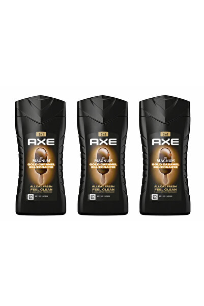 Axe Magnum Gold Caramel Billionaire Duş Jeli 3 in 1 Vücut Saç Yüz 250 ml X 3