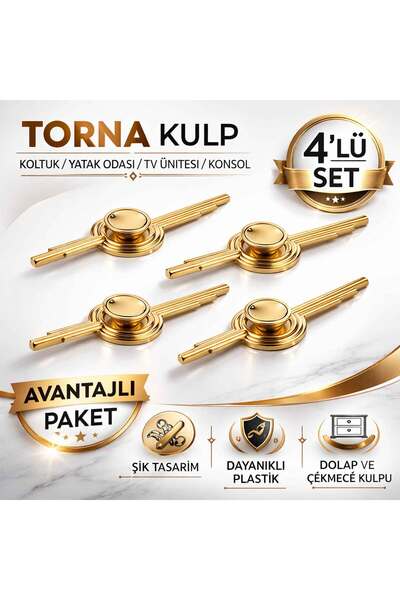 İMT AKSESUAR Lüks Torna Modern Mobilya Kulpu 4 Adet Dolap Çekmece Konsol Tv Ü...