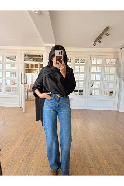 ALVOR Women's Satin Blouse with Shawl Detail - Asymmetrical Design Blouse for...