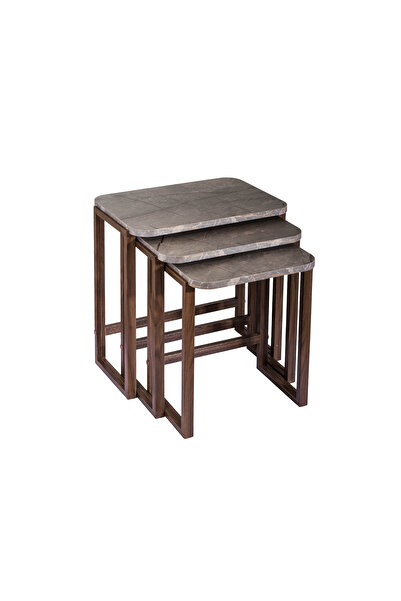 EVISTAR 3-piece table set made of high-quality Turkish wood with a modern design