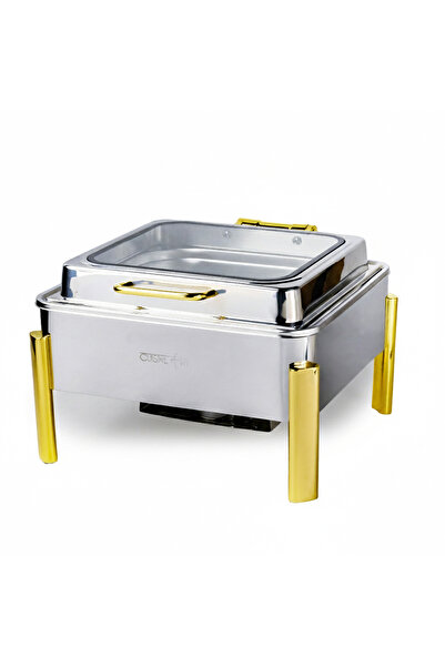 Cuisine Art StainlessSteel Hydraulic Chafing Dish Square 2/3 GN 5.5 L w Glass...