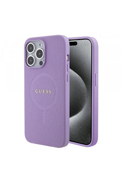 Guess Husa MagSafe pentru Apple iPhone 15 Pro, Guess, Saffiano, Mov