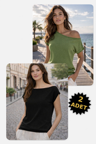 AQE FASHION Women's Knitwear Blouse Short Sleeve Batwing Sleeve Sausage Colla...