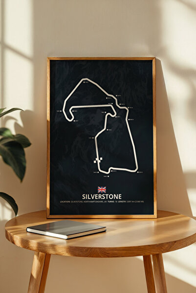 gxe.art Silverstone F1 Track Wooden Framed Art Print – Uk Gp Poster