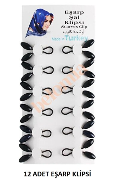 Belomia Home Collection 12 Adet Siyah Eşarp Klipsi