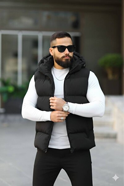 S&M CLOTHİNG New Season Hooded Waterproof Inflatable Vest