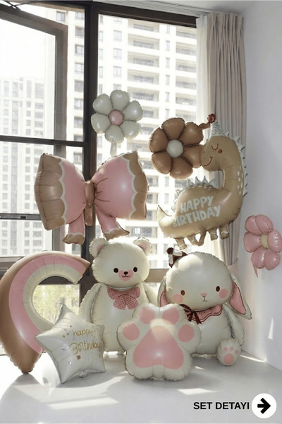 Bunloon Retro Color 10 Piece Cute Animals Foil Balloon Set