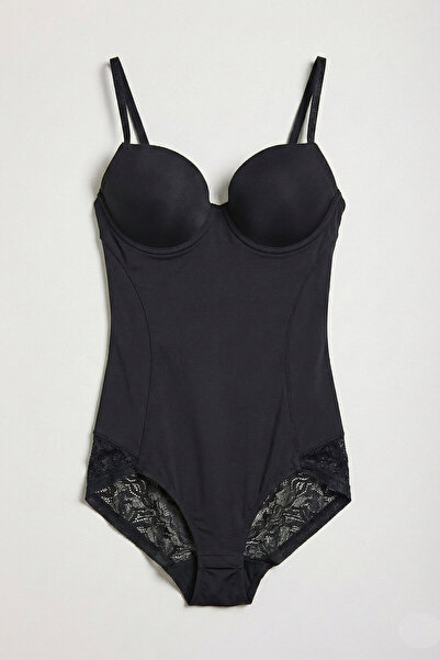 it's basic Women's Black W5 Snap-On Gathered Lace Detailed Supported Cup Desi...