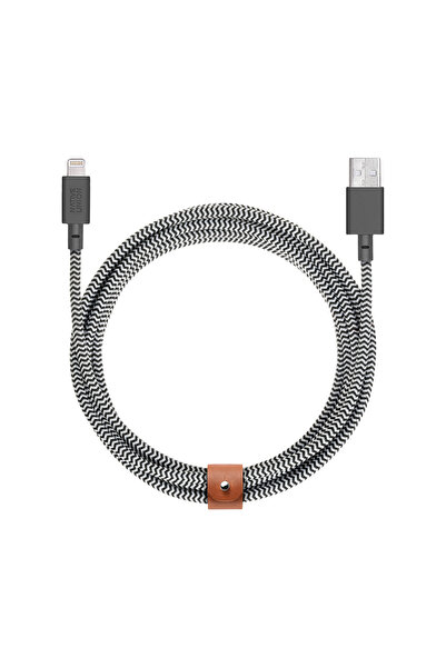 Native Union Belt Serisi USB-A to Lightning Şarj Kablosu 3M Siyah - Beyaz