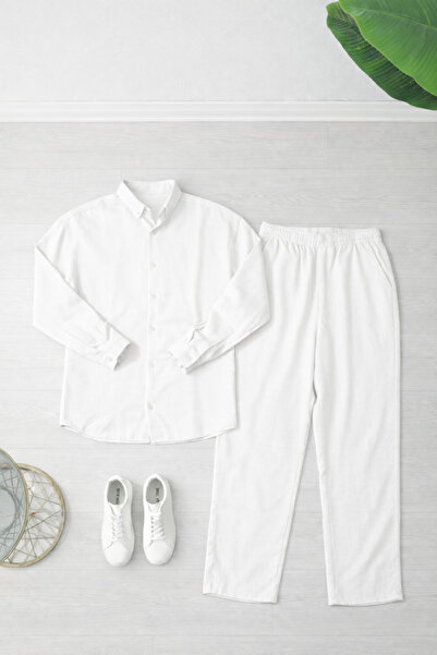 Gameyal Men's Black Linen Shirt and Trousers Set – Comfortable Fit with Elast...