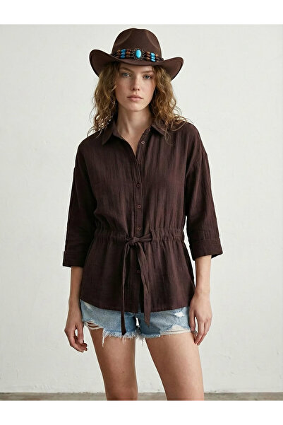 jöns since 1997 Women's Double Sleeve Belted Cotton Muslin Shirt