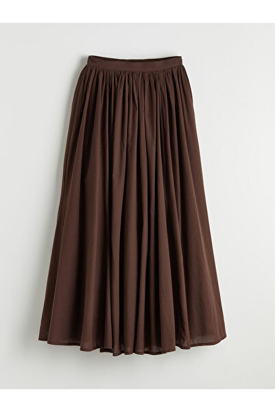 LC Waikiki GÜLİS GİYİM'DEN YENİ SEZON Kahverengi Beli Fermuarlı Büzgülü Etek