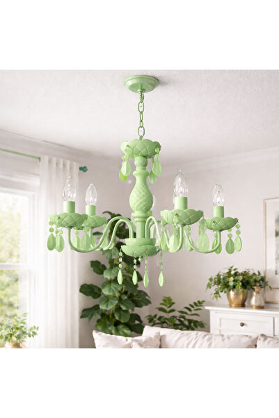 Bun Design Mint Yeşili Taşlı Avize – Modern ve Zarif Dekoratif Aydınlatma