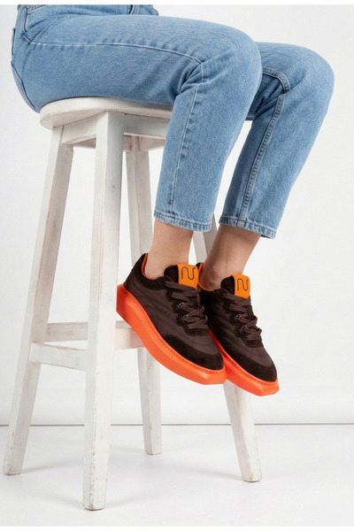 Dasha NUR women's shoes brown with orange made of textile and Leather 39