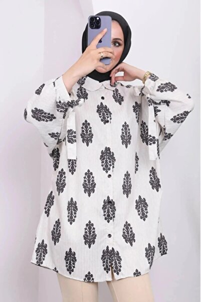 DAS KLEID Linen Shirt with Sleeve Tie Black