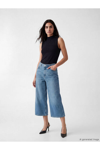 LC Waikiki RMZ GİYİM FARKİLY شورت جينز نسائي بخصر مرتفع من نوع برمودا فيت