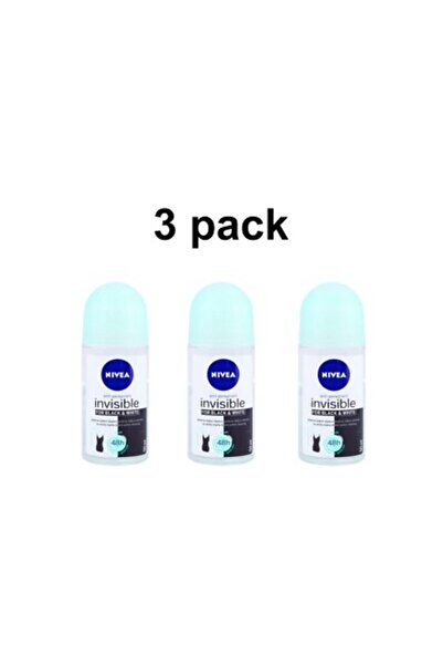 NIVEA 3 x Deodorant roll-on pentru femei BLACK&WHITE FRESH 50 ml