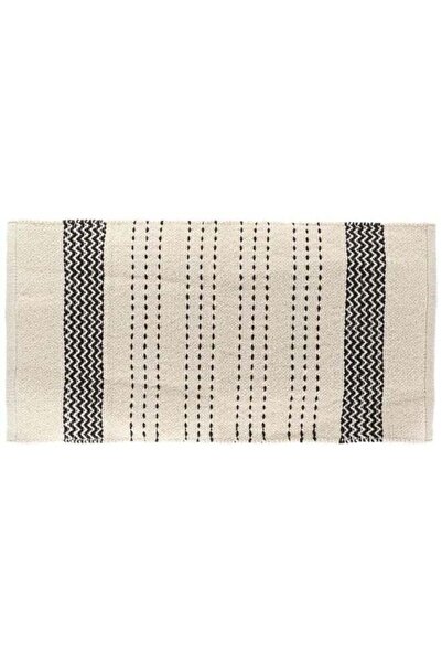 Generic Tendance Rectangular Cotton Rug Natural and Black 45 x 90 cm