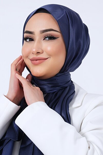HAREM SCARF Gece Mavisi Kristal Saten Şal