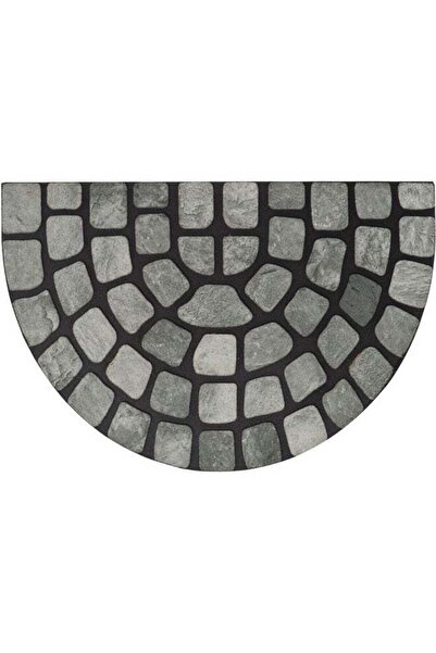 Luance Anti-Slip Half Round Shape Door Mat Grey and Black 40 x 60 cm