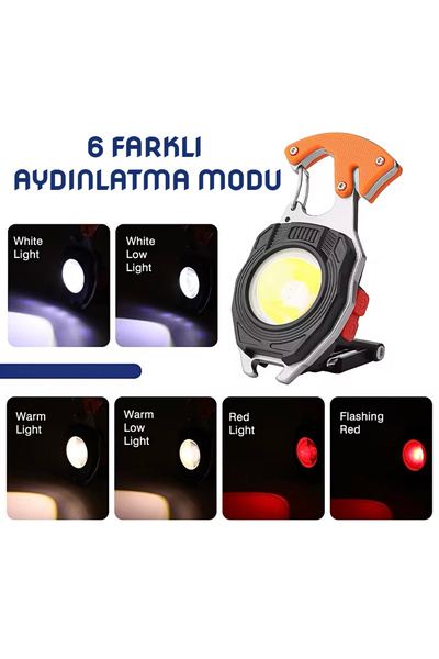 Wıson Çok Fonksiyonlu Şarjlı Anahtarlıklı Fener Turuncu (WS-5050)