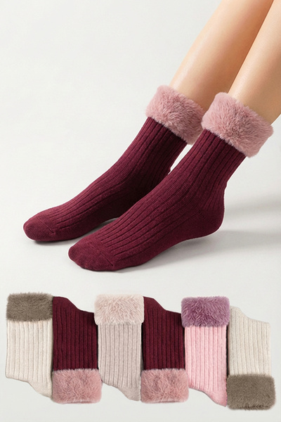 Bravie Konç Plush Soft Socks 595 6 Pieces Mixed Pack